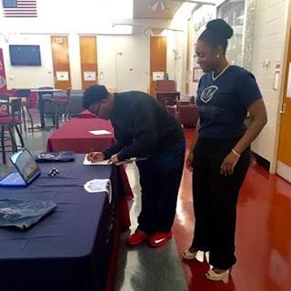 Sophia Ephraim, Founder and President of the Chapter at North Carolina Central University, tables at her school to recruit new members into a community that will last a lifetime! ?#?NCCU? ?#?Recruitment?